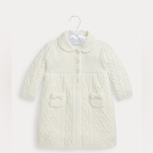 Ralph Lauren Aran-Knit Wool Sweater Jacket
